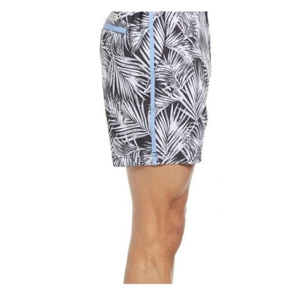 $89 FAIR HARBOR Men’s Sextant Swim Trunk Inner Lined Shorts-white/Blk-Size: 32W