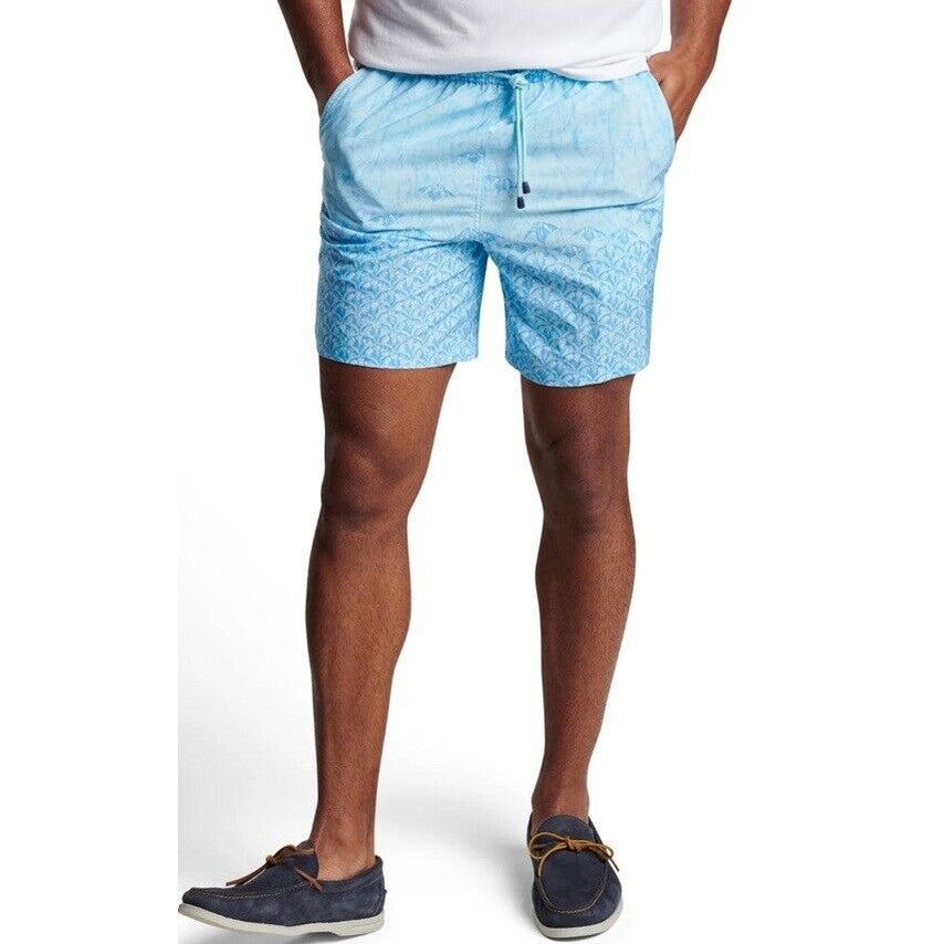 $100 Peter Millar Men’s Tropical Stingray Swim Trunks - Blue- Large- NWT