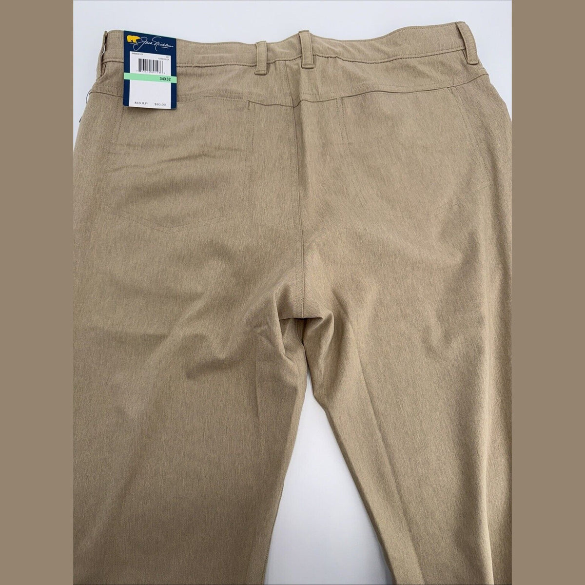 $80 Jack Nicklaus Men’s 5 Pocket Golf Pants Active- Chinchilla-Size: 34W 32L-New