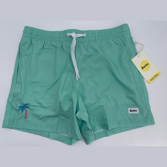 $65 Duvin Design Men's Palm Swim 4” Trunk Shorts - Green -Size: Medium-NEW