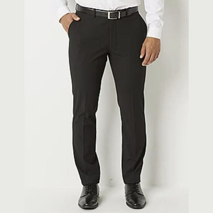 JF J Ferrar Men's Super Slim Dress Pants Slacks Flat Front-Black-34W 30L- New