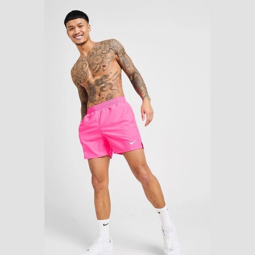 Nike Men's Swoosh Swim Trunks NESSF560-656-  Pink - Medium -NEW- MSRP $50