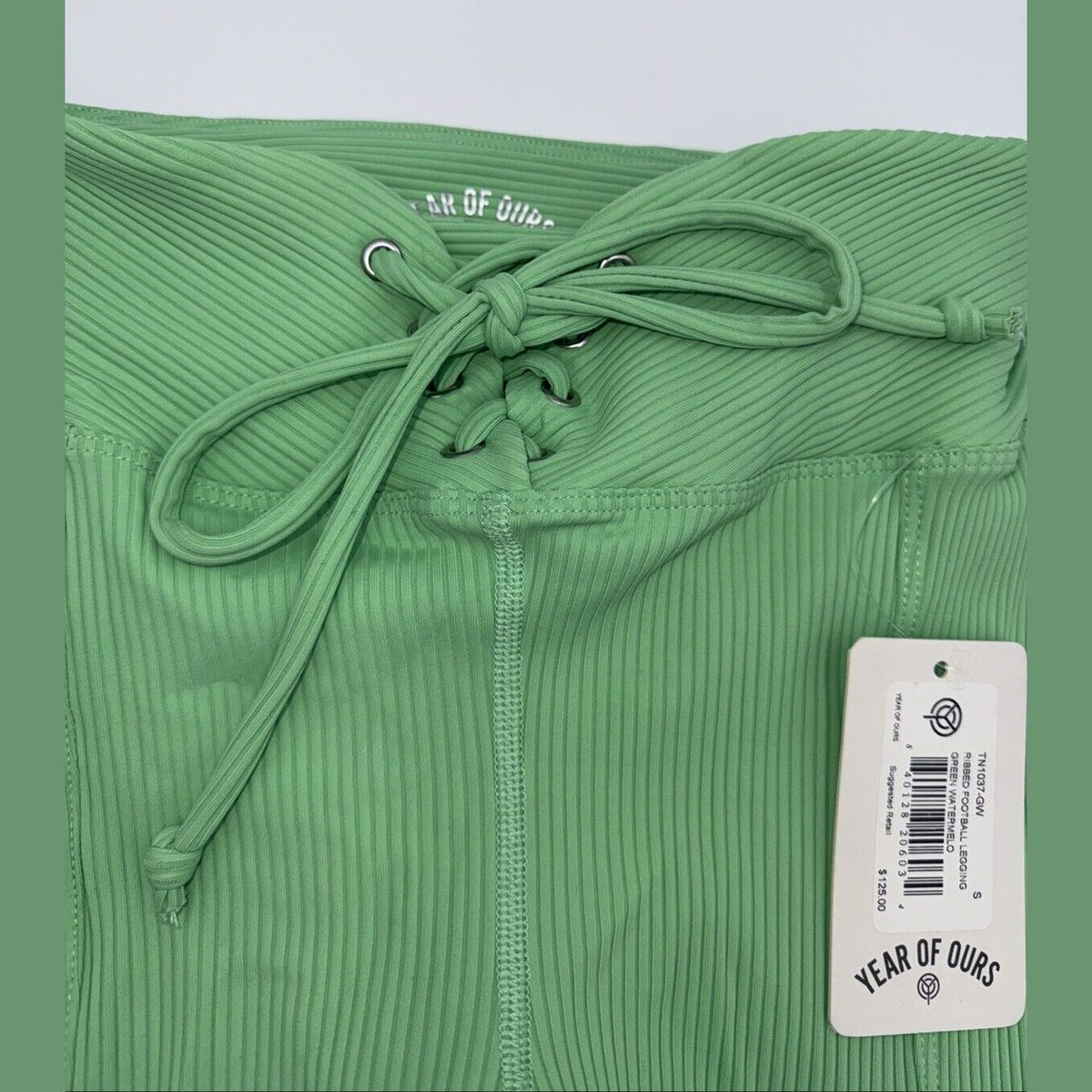 $125 Year of Ours Women’s Ribbed Ribbed Knit Leggings TN1037-GW- Green-Small-NEW