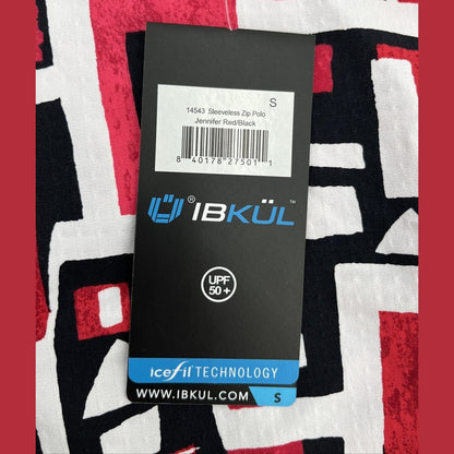 $89 IBKUL Women’s Sleeveless Zip Polo Top Shirt-Jennifer- Red/Black- Small-New