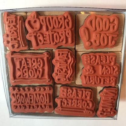 Hero Arts ~ 9 Woodblock Rubber Stamps - Various Messages SEALED in BOX NEW!