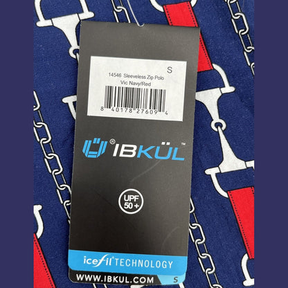 $89 IBKUL Women’s Sleeveless Zip Polo Top Shirt-Vic Navy / Red - Small-New
