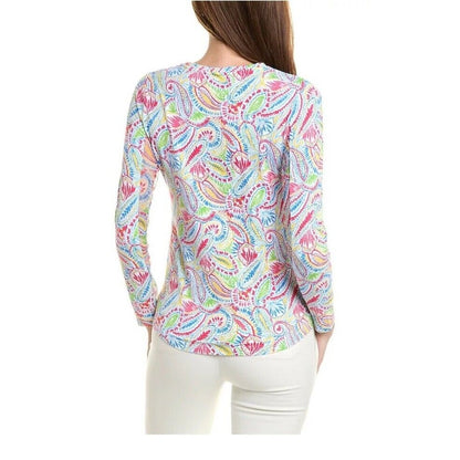 $100 Ibkul Women’s Long Sleeve Crew Neck Top-Massie Watermelon Multi-Small-New