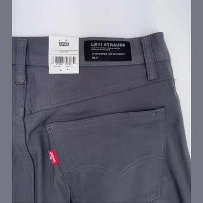$70 Levi's Men's 511 Slim Tech Pants Stretch A92130010- Grey- 32W 32L - New Tag