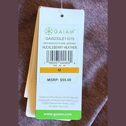 Gaiam Women’s - Zen Marled Flare Legging-Huckleberry Heather-Med- New Tag $55