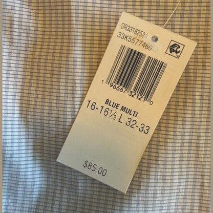 Calvin Klein Men’s Slim Fit Performance Blue Check- Dress Shirt- 16-16 ½ Large