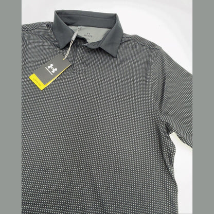 $78 Under Armour Golf Men's T2 Half Moon Polo Shirt- Black/Grey - Medium-New Tag