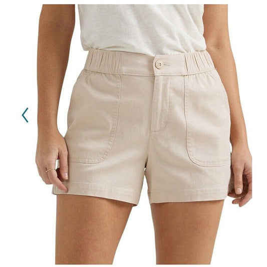 Lee Women's Ultra Lux High-Rise Pull-on Utility Shorts-Greige Beige-Medium-New