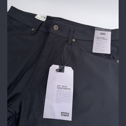 $70 Levi's Men's 511 Slim Tech Pants Stretch A92130010- Black- 34W 32L - New Tag