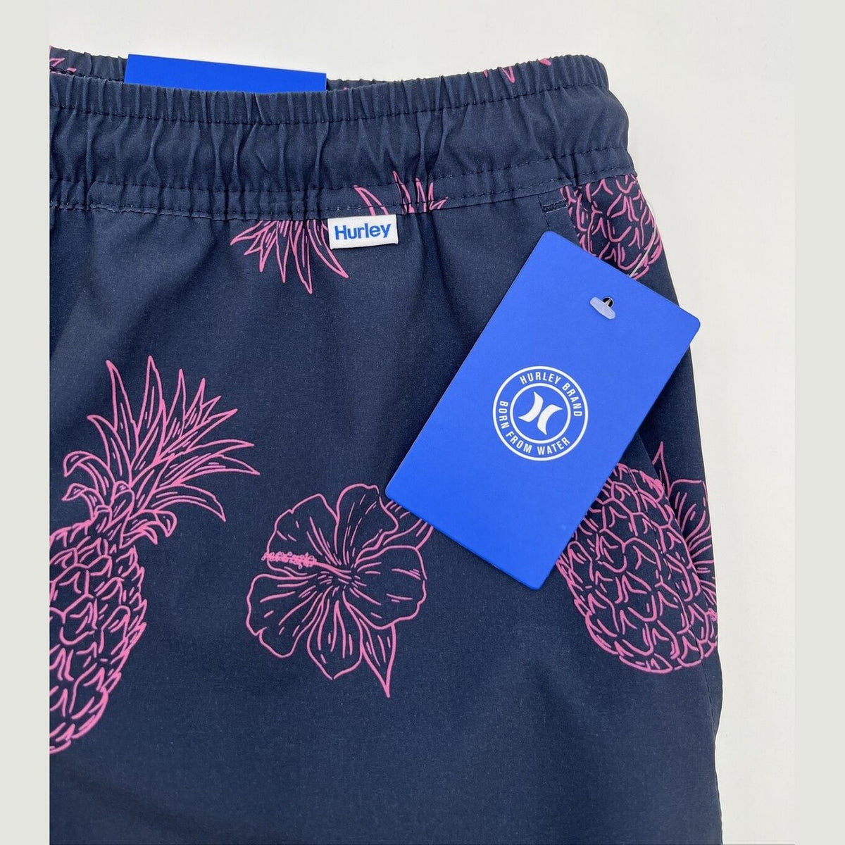 $40 Hurley Men's Salem Performance Pineapple Woven Shorts-Navy-Small-NEW