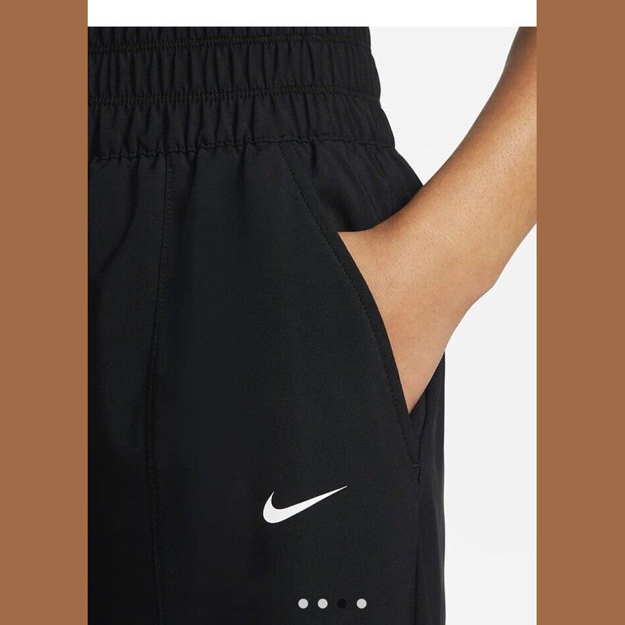 $70 Nike One Women's Woven High-Waisted Pants- FB5018- Black- Large - New