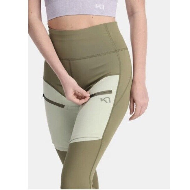 $120 Kari Traa Women's Ane Hiking Tights - Tweed Khaki - XLarge - New Tag