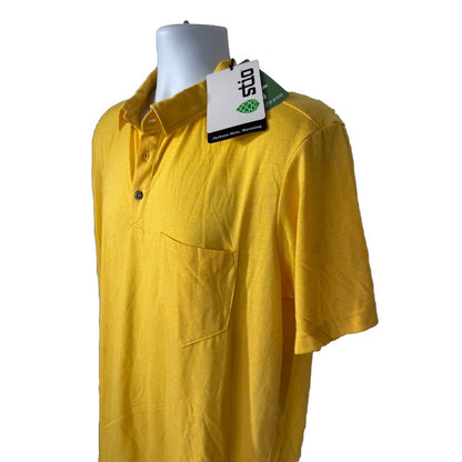 Stio Men's Divide Polo Short Sleeve Jersey Polo Shirt-Bright Yellow-Large-New