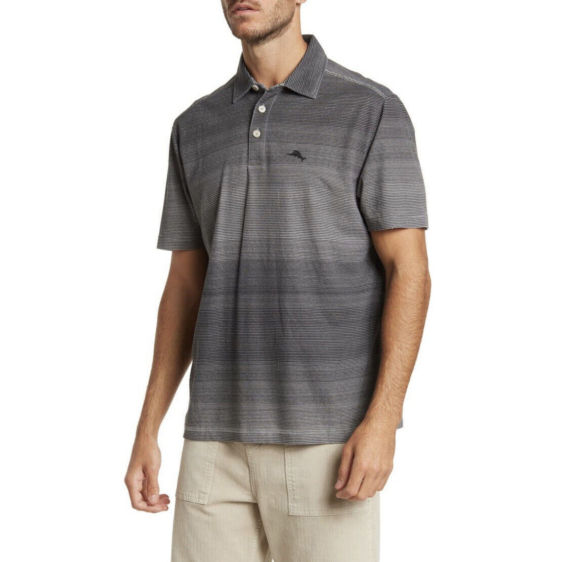 Tommy Bahama Men's Deauville Polo Shirt-Gray-Medium- New- Originally $99.50