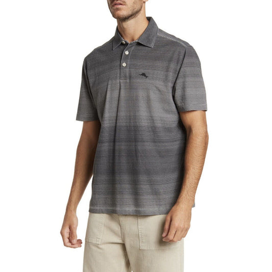 Tommy Bahama Men's Deauville Polo Shirt-Gray-Medium- New- Originally $99.50