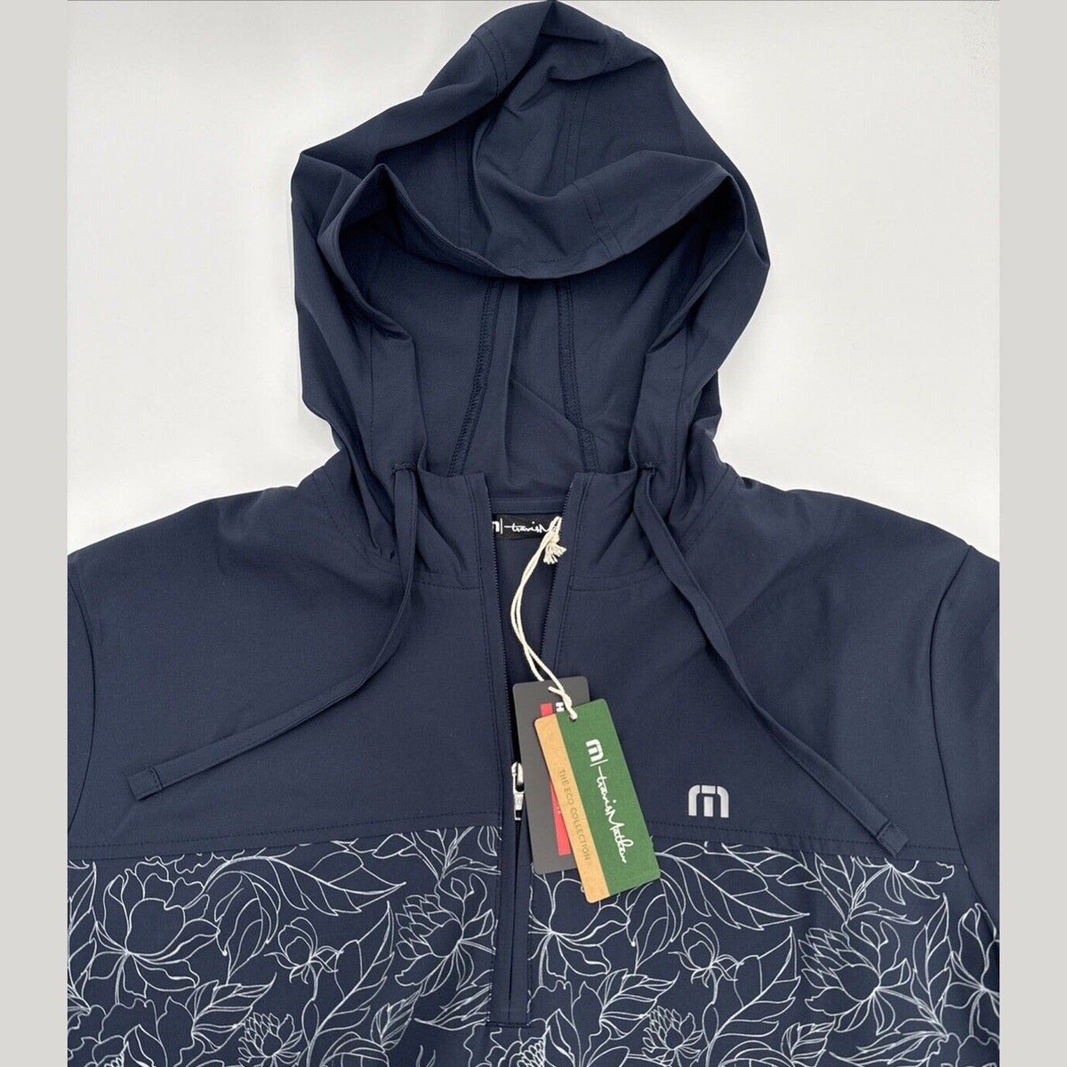 $150 Travis Mathew Men’s Blooming Orchid 1/4 Zip Golf Hoodie-Navy Blue-Medium
