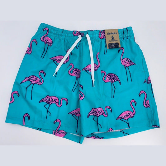 $70 Chubbies The Beach Retreat 5.5" Inseam Swim Trunks-Aqua/Pink- Large -New Tag