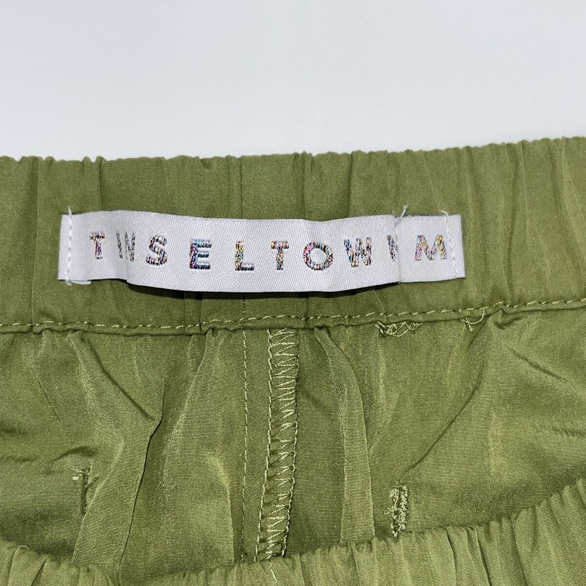 $40 Tinseltown Juniors D-Ring Parachute Pants - Moss Stone Lime - Medium -NWT