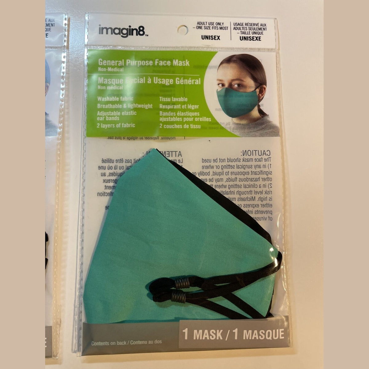 Lot Of 2 count Imagin8 General Purpose Face Mask - Washable Breathable Fabric