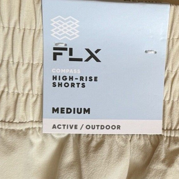 FLX Women’s Compass High Rise Shorts-Lanie Beige- Medium - New Tag $40