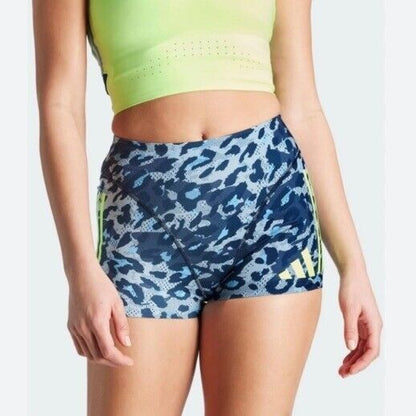$85 Adidas Women Adizero Booty Elite Running tights shorts IT5775- Blue- Medium