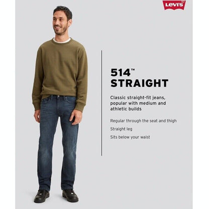 $69 Levi’s Men’s 514 Straight Fit Twill Jeans 33W x 30L- India Ink- New Tags