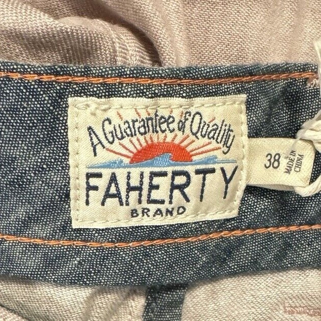 $128 FAHERTY Men’s Tradewinds Shorts 7.5” Inseam Linen Blend-Maui Mauve-38W -New