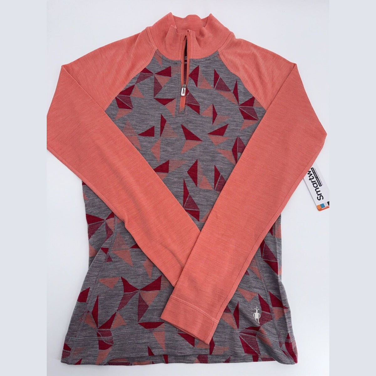 $130 Smartwool Women’s Intraknit Thermal Merino Base Layer 1/4 Zip-Coral-Small