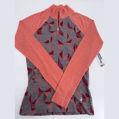 $130 Smartwool Women’s Intraknit Thermal Merino Base Layer 1/4 Zip-Coral-Small