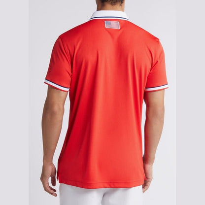$75 J. Lindeberg Men’s Timeo Regular FIt Golf Polo -Red Flame Scarlet-Small-New