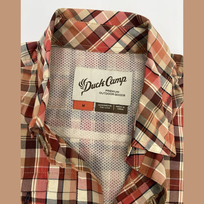 $74 Duck Camp Men’s Fishing Shirt Copper River Plaid Caped Vented Fish- Medium