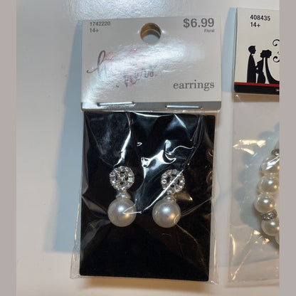 Combo Lot 3 PCs Studio His & Hers WEDDING Set: EARRING - HAIR COMB - Bracelet