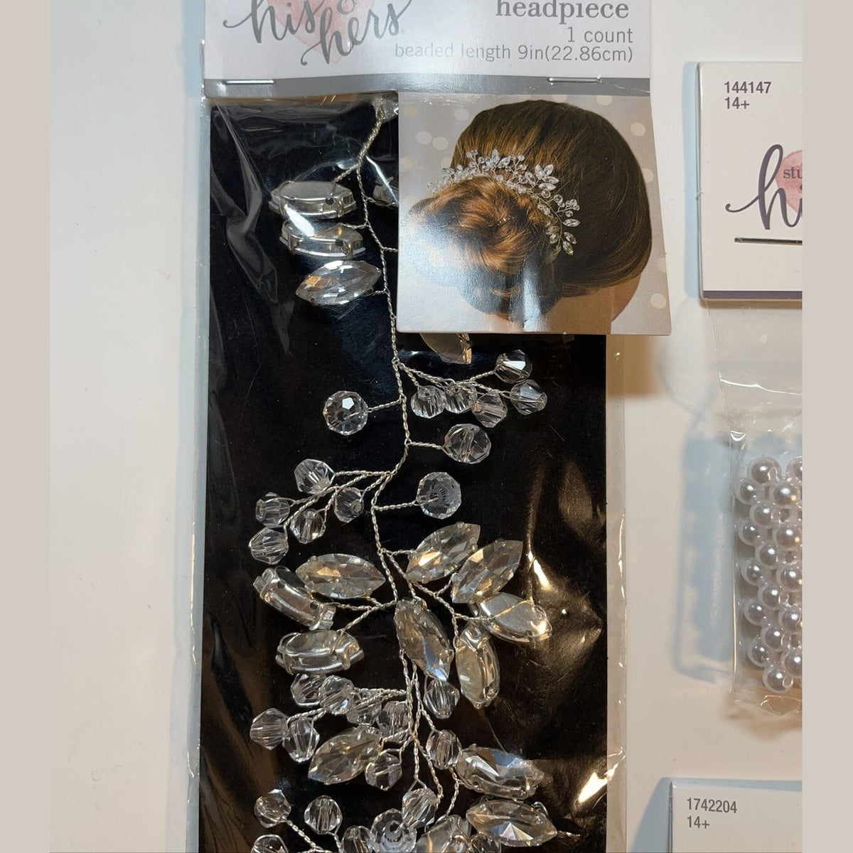 Combo Lot 3 PCs Studio His & Hers WEDDING Set: EARRINGS- Headpiece - Bracelet