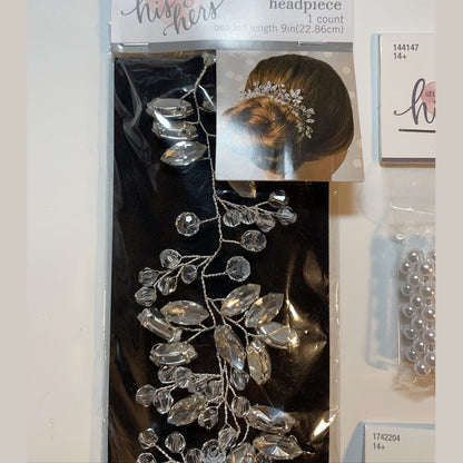 Combo Lot 3 PCs Studio His & Hers WEDDING Set: EARRINGS- Headpiece - Bracelet