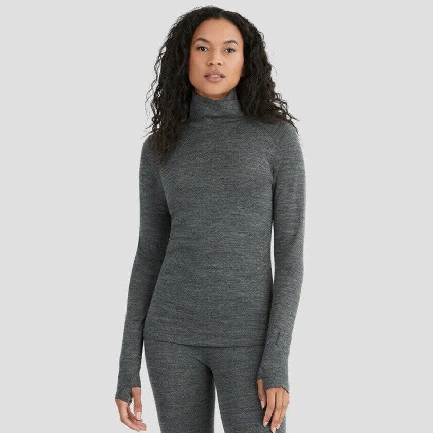 $95 Terramar Woolskins 2.0 Merino Wool Base Layer Turtleneck- Grey - Medium-New