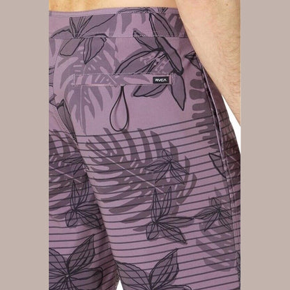 $66 Rvca Men’s CURREN Special Edition Floral Striped Swim Trunks-Lavender-30”W