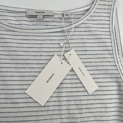 Vince Women’s Netty Stripe Tank Top -White/Blue-Large-New Tags Retail $110