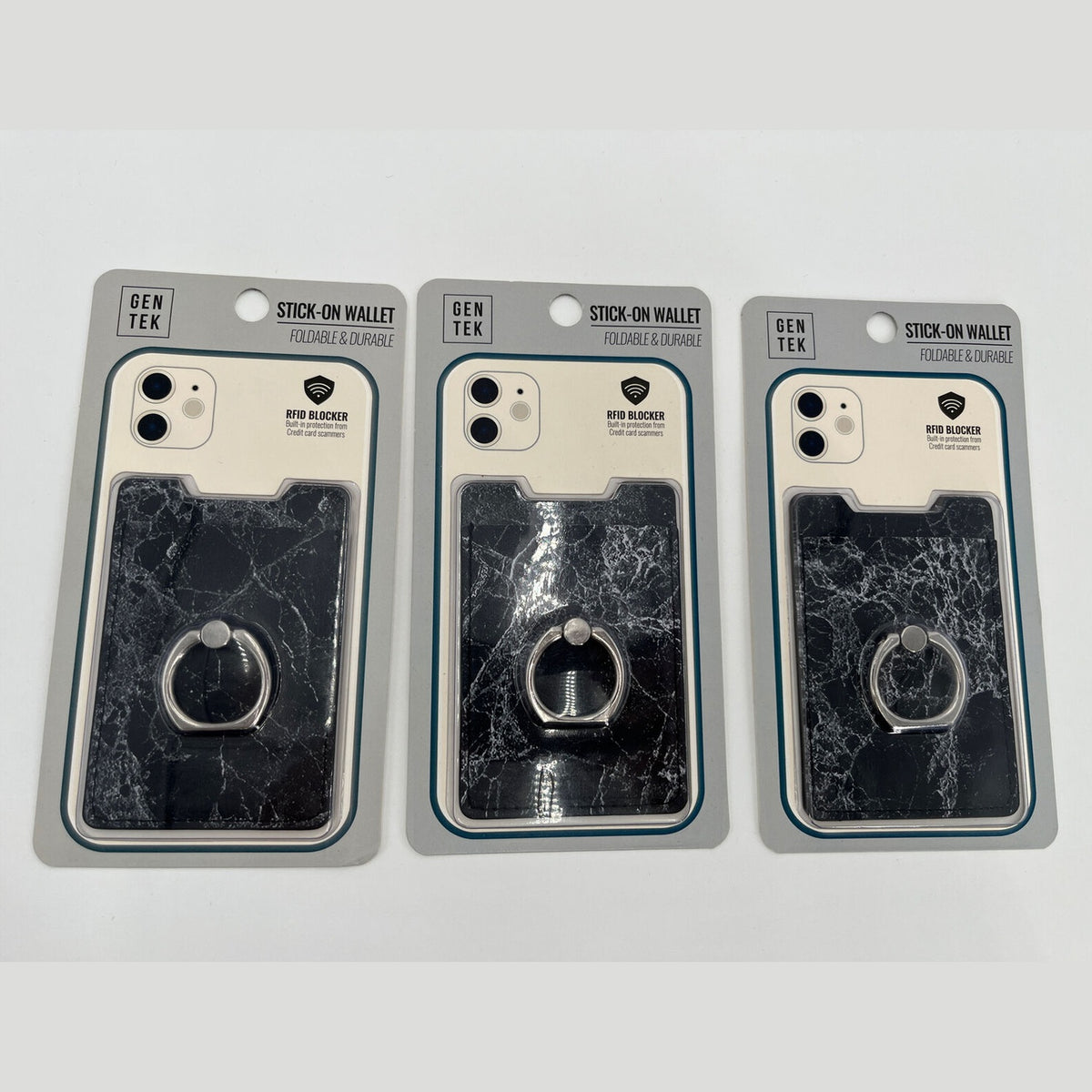 3 Pack- Phone Universal Adhesive Stick On Wallet Credit Card Holder Ring Holder