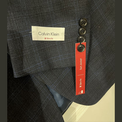 Calvin Klein Men’s X Slim Fit Wool Separate Jacket-Navy Plaid -36Reg-New $450