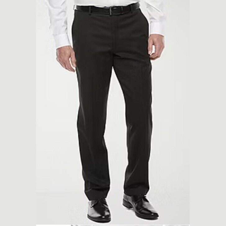 $110Stafford Coolmax Men’s Classic Fit Flat Front Suit Pants- Black- 34W 30L