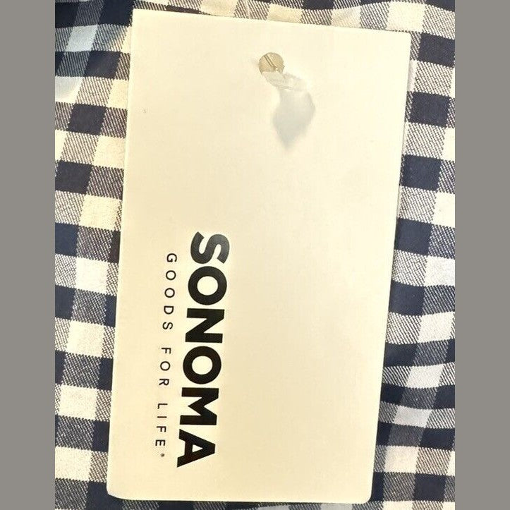 Sonoma Men’s Performance Button-Down Shirt- Navy Gingham- Small- NWT