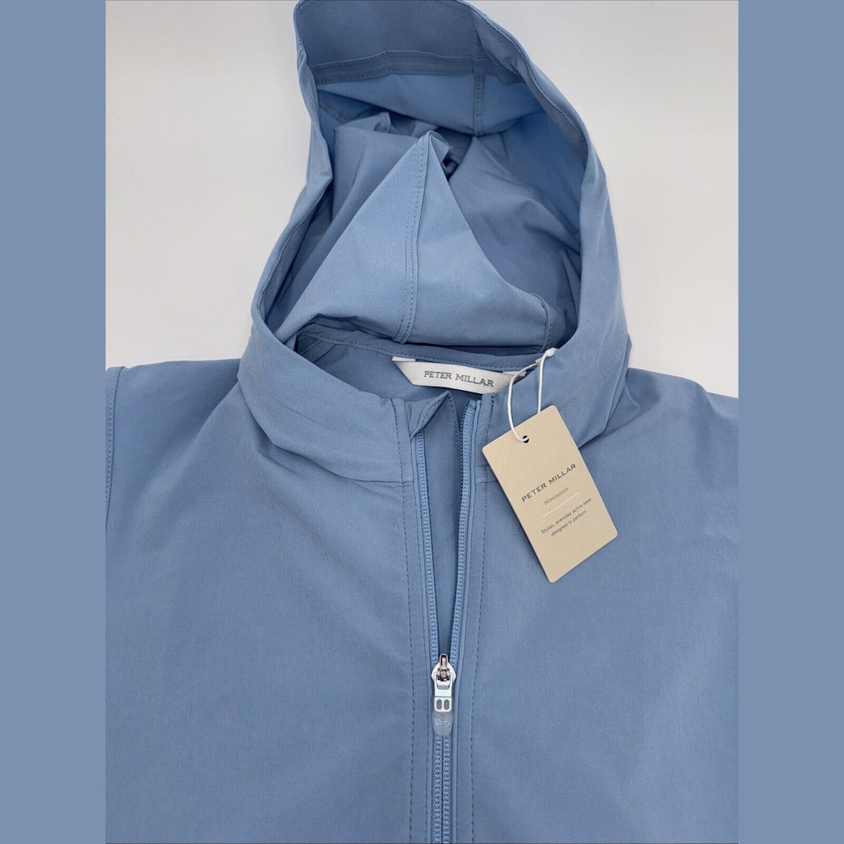 $145 Peter Millar Women’s Jameson Flex Adapt Full-Zip Hooded Vest-Blue-Medium