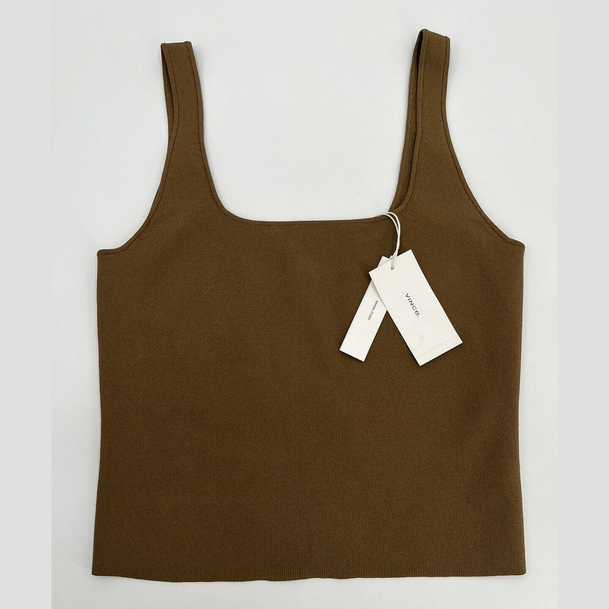 $245 Vince Women's Square Neck Viscose Tank Top - Cottonwood-Size: Small-NEW TAG