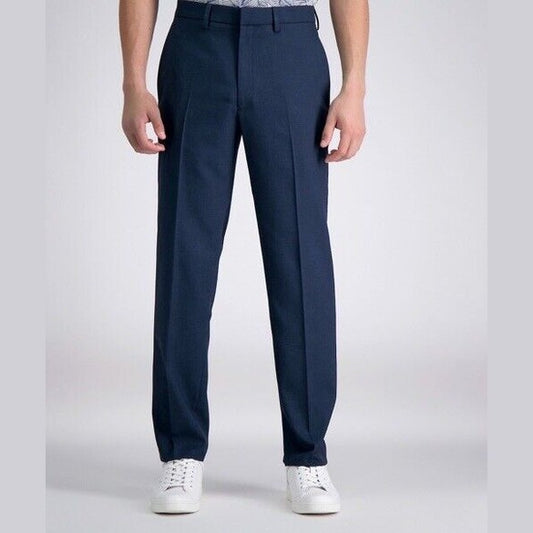 Haggar Men’s Travel PerformanceTailored Fit Flat-Front Suit Pant-Blue-34W 32L