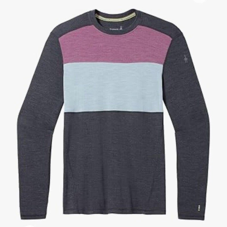 $115 SMARTWOOL Men’s Classic Thermal Merino Base Layer Crew Top-Colorblock-Small