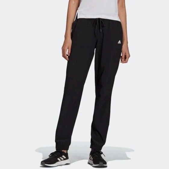 $70 Adidas Women’s Essential Comfy Woven Joggers Pants- Black- Large - New Tag